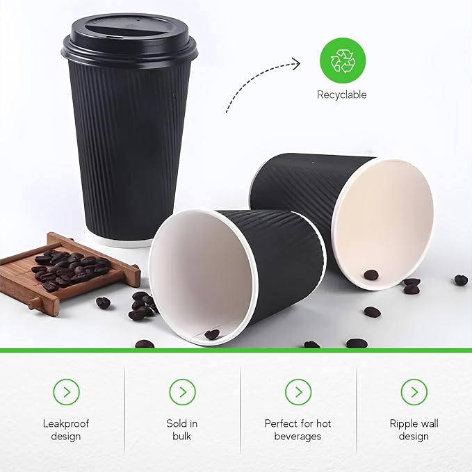500-CT Disposable Black 12-OZ Hot Beverage Cups - Image 7