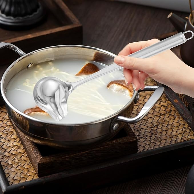 FRCOLOR 2pcs Stainless Steel Duckbill Soup Spoons Long Handle, Smooth Edges - Image 5