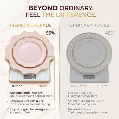 350Pcs Pink Plastic Plates - Image 6