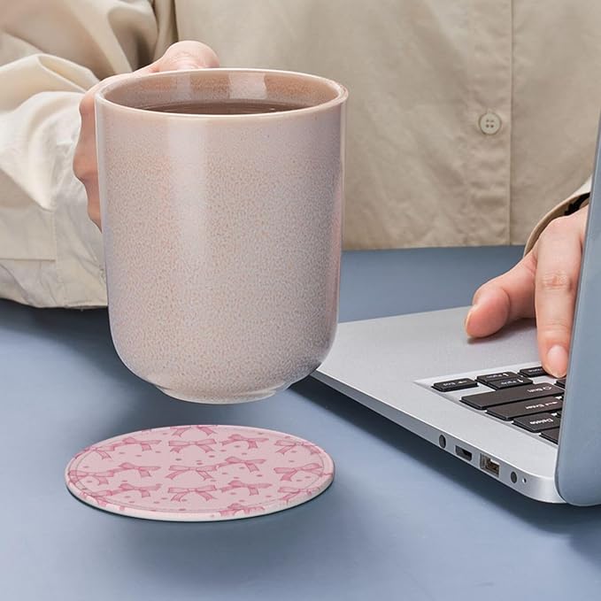 Cute Pink Bow Dot Coasters for Drinks, Drink Coaster - Image 6