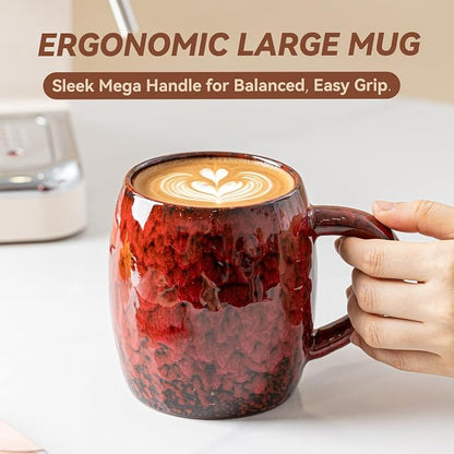 Crimson Magma Ceramic Coffee Mug - 21 oz Large Coffee Cup - Image 9