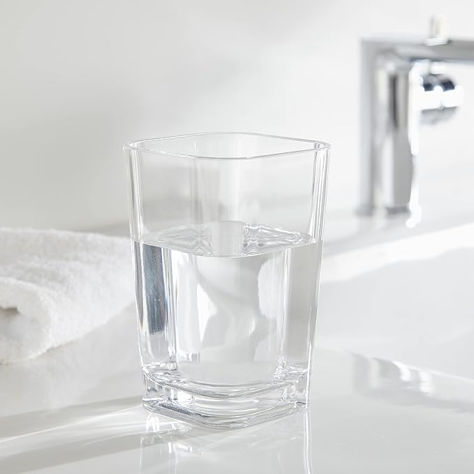 Clear Square Toothbrush Holder or Bathroom Tumbler Cup | Shatter-Proof - Image 3