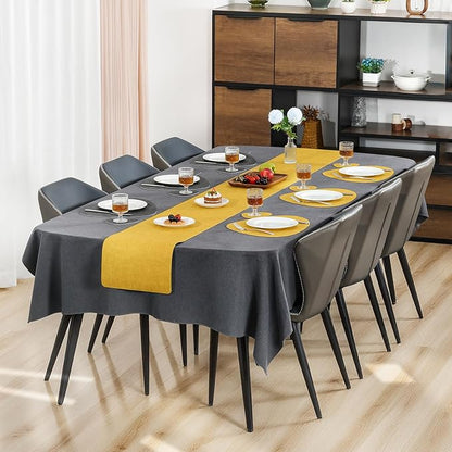 Placemats and Coasters, Washable Reversible Placemats Round Faux Leather Wipeable Place Mats Non Slip Heat Resistant Indoor Outdoor Table Mats (Set of 4, Gray Yellow)