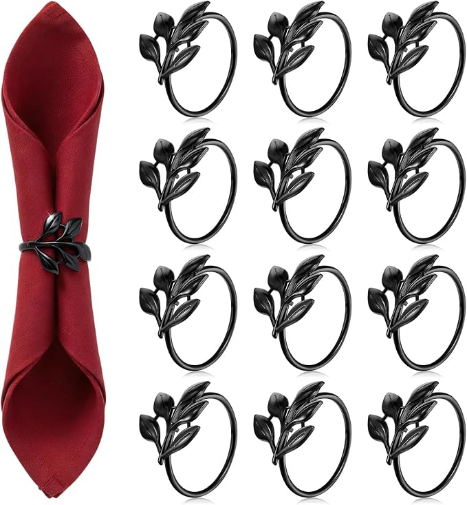 WILLBOND Leaf Napkin Rings Holders Fall Party Napkin Rings by Willbond+Technology+Limited