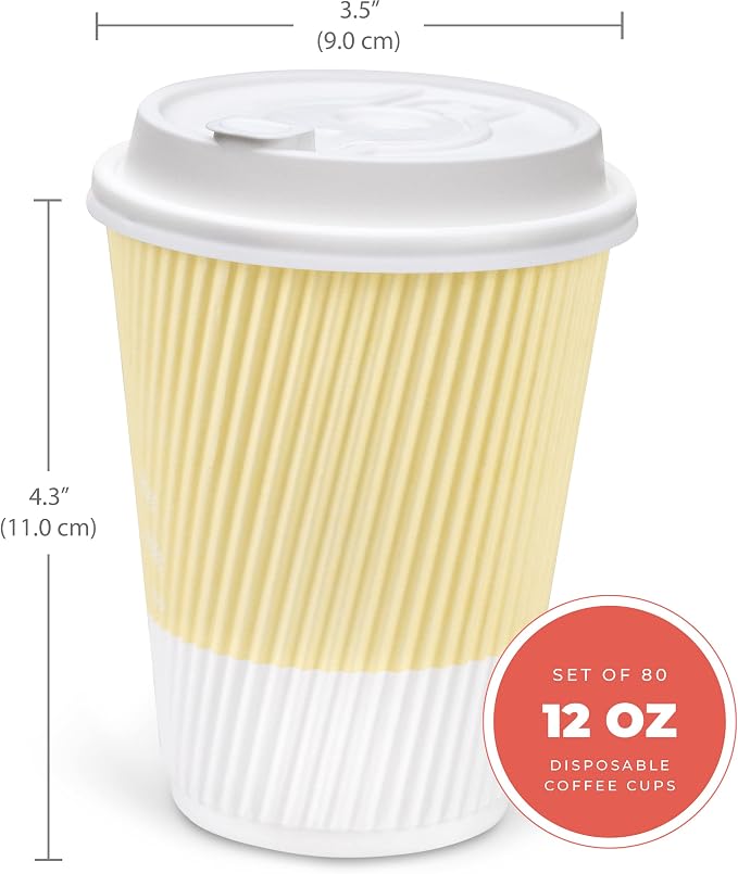 Disposable Coffee Cups With Lids - 12 oz To Go Coffee Cups With Resealable Lids - Image 2