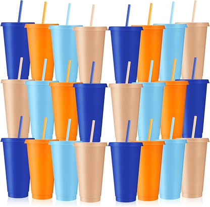 Skylety 24 Pcs Blue and Orange Plastic Cups by Skylety