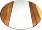 13 Inch Marble and Acacia Wood Lazy Susan – Rotating Serving Tray for Dining Table, Kitchen Island or Coffee Table, Decorative Turntable with Natural Marble Top & Wooden Frame