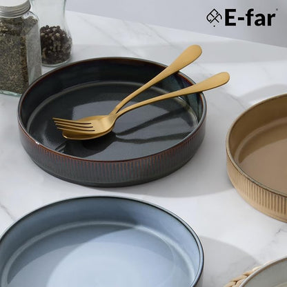 E-far Pasta Bowls Set of 4, 35oz Large Salad Bowl Plate - Image 9