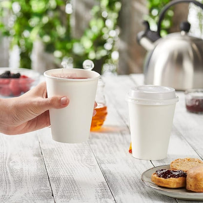 GUSTO 12 oz Disposable White Paper Cups Hot Coffee Cups | Eco-Friendly Material - Image 3