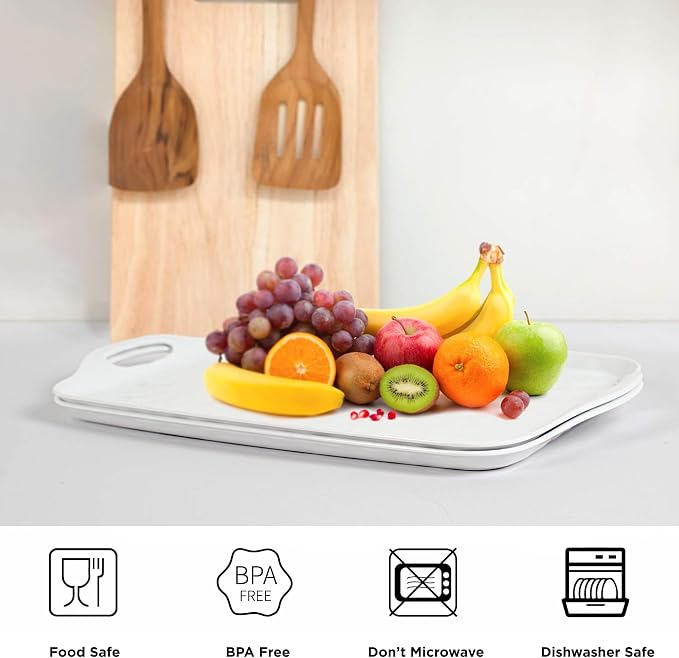 TP Melamine Serving Trays with Handles, 17” x 12”, Pure White | Rectangular - Image 2