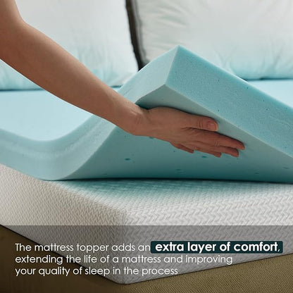 FDW | 5" Full Mattress + 2" Cooling Mattress Topper | Gel Memory Foam | Medium Firm Feel | White | with Washable Cover for Cool Sleep and Pressure Relief | Bed in a Box, CertiPUR-US Certified