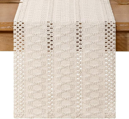 Boho Table Runner Summer Farmhouse Rustic Dining Dresser Scarf Home Decor | - Image 4