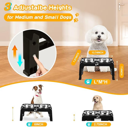 COMESOON Elevated Dog Bowls for Small Medium Dogs, 3 Height Adjustable Raised - Image 2
