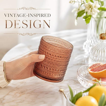 Venus Amber Brown Hobnail Highball Glasses Vintage Tumblers Set of 6 11 oz | - Image 6