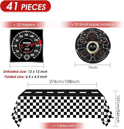 41Pcs Race Car Birthday Party Decorations, Start Your Engines Party Tableware - Image 2