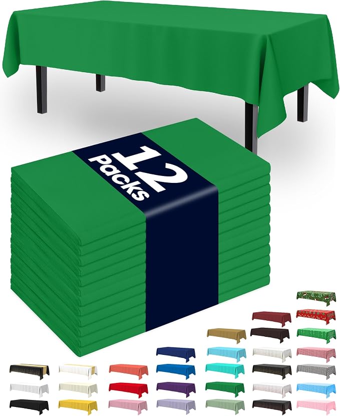 Pureegg Plastic Table Cloth Disposable 12 Pack, 54 x 108 Inch Table Cloths by Pureegg