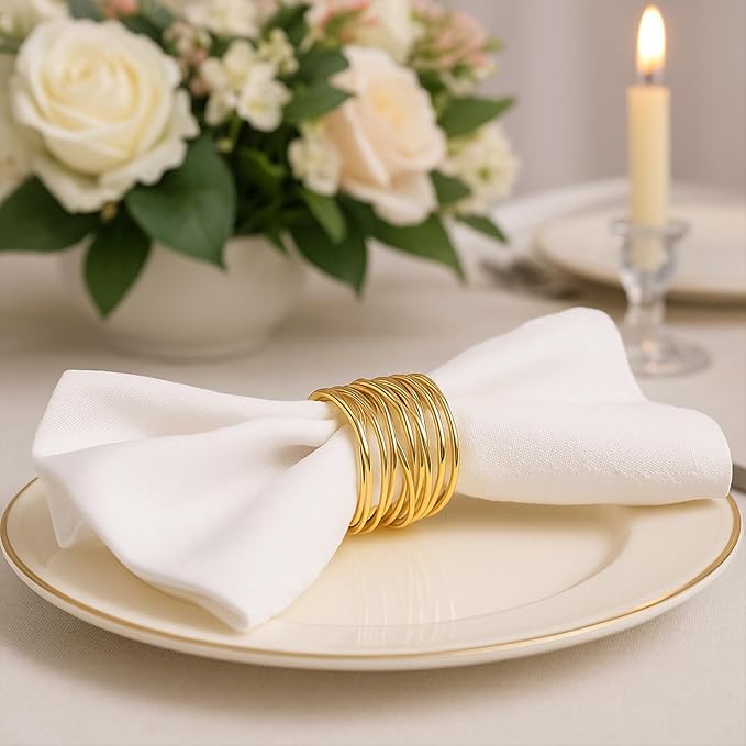 6 PCS Gold Metal Napkin Rings - Image 5