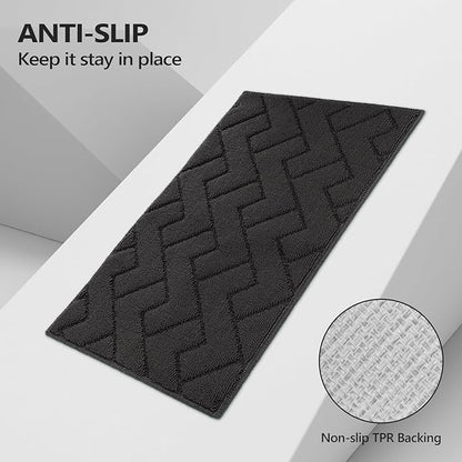hicorfe Kitchen Rugs and Mats Sets,2 Pieces Super Absorbent Polypropylene Non-Slip Rug,Soft Comfort Floor Mat,Machine Wash for Kitchen,Hallway,Office,Sink,Laundry(20" x 32"+20" x 48",Charcoal)