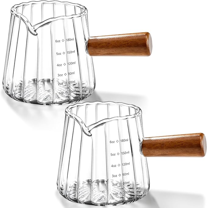 2 Pack Espresso Measuring Cup, 6oz Borosilicate Glass Espresso Cups by Cfyosnk