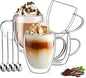 DINGPAI 4 Pack Double Wall Glass Coffee Mugs, 12oz Clear Coffee Cups | Heat by DINGPAI