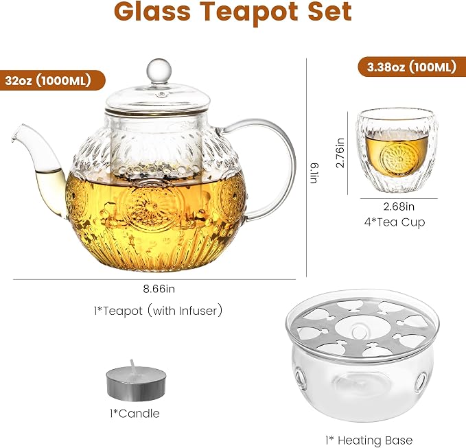 Bandesun Vintage Glass Teapot Set - Image 7