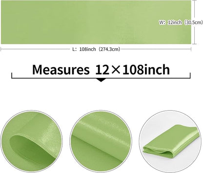 10-Pack Green Satin Table Runner 12 x 108 Inch Long Bright and Smooth Silk - Image 3