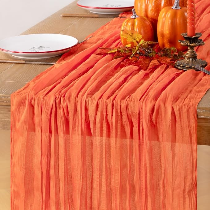 Orange Cheesecloth Table Runner 120 Inches 4 Pack Gauze Table Runner | Summer - Image 6