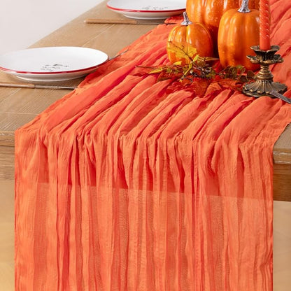 Orange Cheesecloth Table Runner 120 Inches 10 Ft Gauze Table Runner | Summer - Image 6