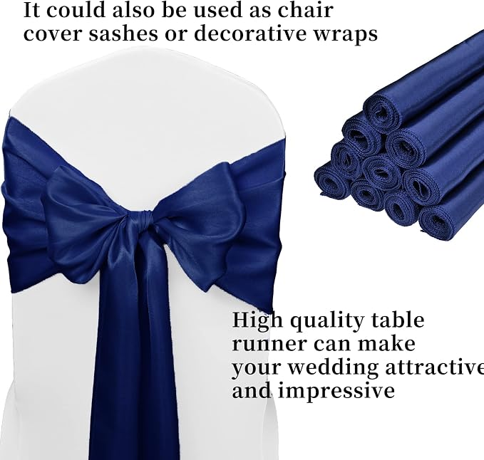 20-Pack Navy Blue 12 x 108 inches Long Premium Satin Table Runner | Wedding - Image 3