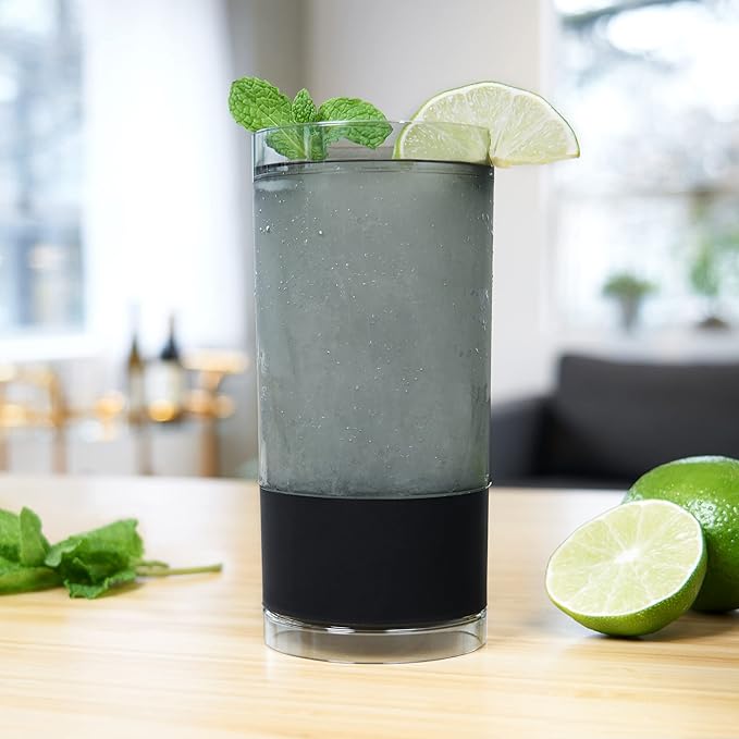 HOST Highball Cocktail Freeze Tumbler, Frozen Cocktail Glass, Double Walled Insulated Iced Coffee Tumbler, BPA Free Drink Cooler, 10 oz., Black