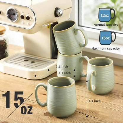 Coffee Mugs Set of 4, 15 Ounce Ceramic Coffee Cups - Image 2