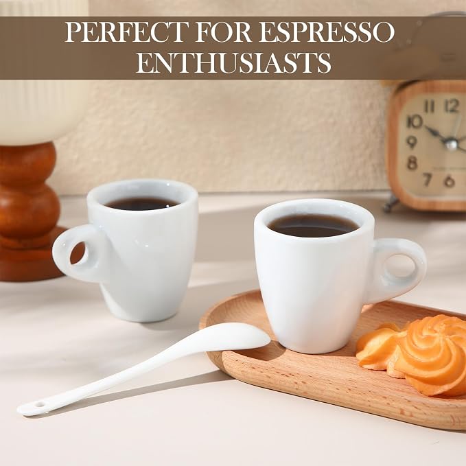 Reallnaive 16 Pcs 1.7 oz Porcelain Espresso Cup Set White Tiny Ceramic Coffee & - Image 6