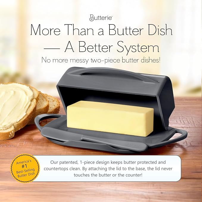 Flip Top Butter Dish with Attached Lid & Matching Knife, 2 Pack - Image 2