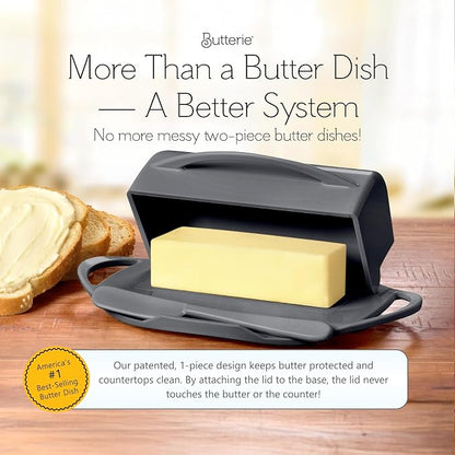 Flip Top Butter Dish with Attached Lid & Matching Knife - Image 2