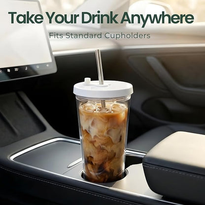 Reusable Iced Coffee Cup with Lid and Straw, 24 oz/Venti, BPA-Free Double-Wall - Image 4