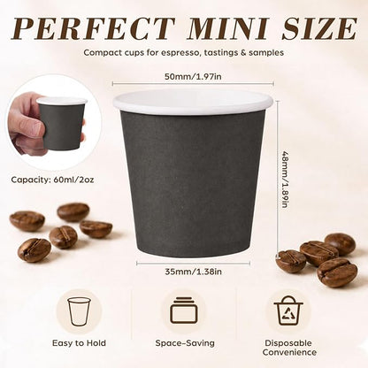 200 Pcs Mini Coffee Cups Brown Culture Cup 2oz Disposable Bathroom Cups Paper - Image 3
