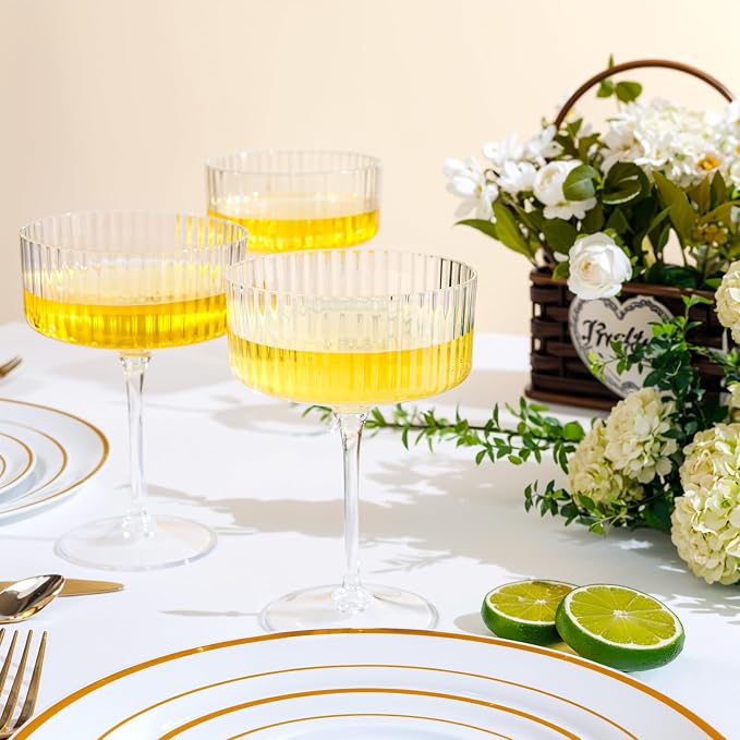 LIYH 20 Pcs Plastic Champagne Glasses 10 Oz Cocktail Coupe Glasses Champagne - Image 5
