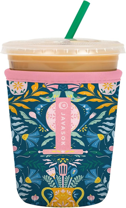 Sok It JavaSok Iced Coffee & Cold Soda Insulated Neoprene Cup Sleeve (Wild-Flour, Small: 16-20oz)