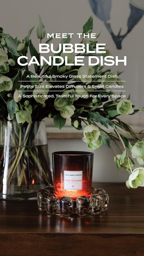 Home Collection Original Amber Glass Small Bubble Candle Dish | Votive and - Image 2