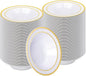 BESTVIP 200 Pack Plastic Bowls with Gold Rim, 12 Oz Disposable Bowls Disposable Bowls for Parties, Wedding, Christmas, Soak Proof Bowls for Breakfast, Lunch, and Dinner Meals