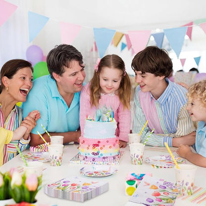 250 Pcs Floral Party Decorations Include Lavender Tulip Butterfly Paper Plates - Image 7