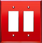 LIDER Reflective Acrylic Decorator Wall Plate, Mirrored Light Switch Plate, Plexiglass Outlet Cover, Acrylic Glass, Oversized 2-Gang 5.25" x 5.25", LWP-32O-ARD, Red