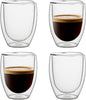 NIRA.Z 4 Pack 11.6oz/343ml Double Wall Glass Coffee Mugs, No Hole Bottom by NIRAZ