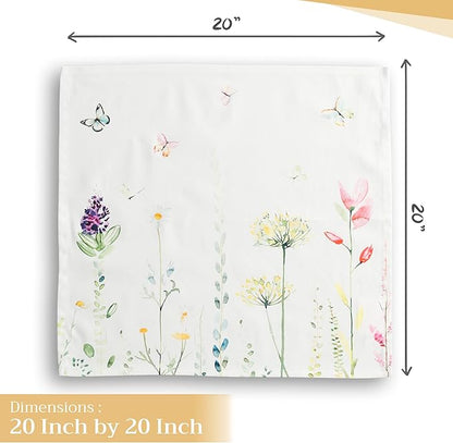 Maison d' Hermine Cloth Napkins Set of 4 100% Cotton Everyday Reusable Square Napkins Cloth Washable Dinner Wedding Restaurant Valentines Day Decorations Spring/Summer (Botanical Fresh, 20" x 20")