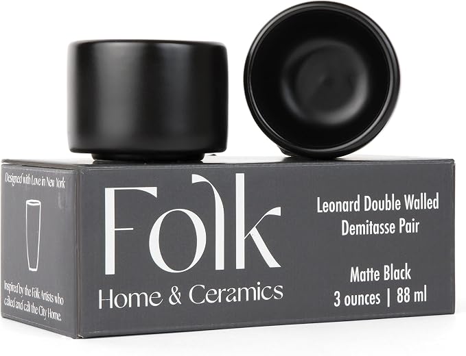 Folk Ceramics Leonard Ceramic Espresso Cups, Matte Black by FolkCeramics