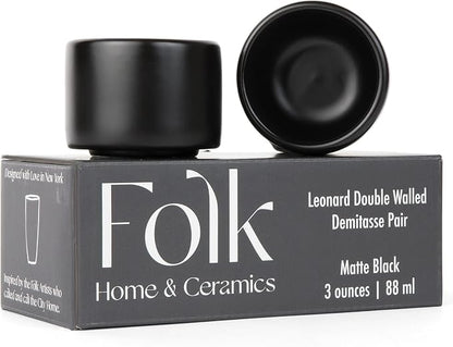 Folk Ceramics Leonard Ceramic Espresso Cups, Matte Black by FolkCeramics