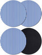Navy Blue Stripe Coasters Set of 4, Modern White Vertical Striped Geometric by PIEPLE