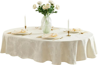 Newbridge Barcelona Luxury Damask Fabric Tablecloth, 60” Wide x 120” Oval - Image 5