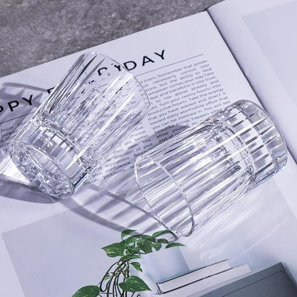 KAMMAK Crystal Whiskey Glasses Set of 2, Handcrafted 3.38oz Liquor Glasses, Luxury Old Fashioned Glasses Stemless, Hand Blown Scotch Cup for Women, Men Barware Gift for Cocktail, Bourbon