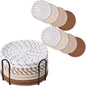 Drink Coasters 8 Pack with Holder, 4-Color Cotton Woven Absorbent Coasters Set by Brillirare